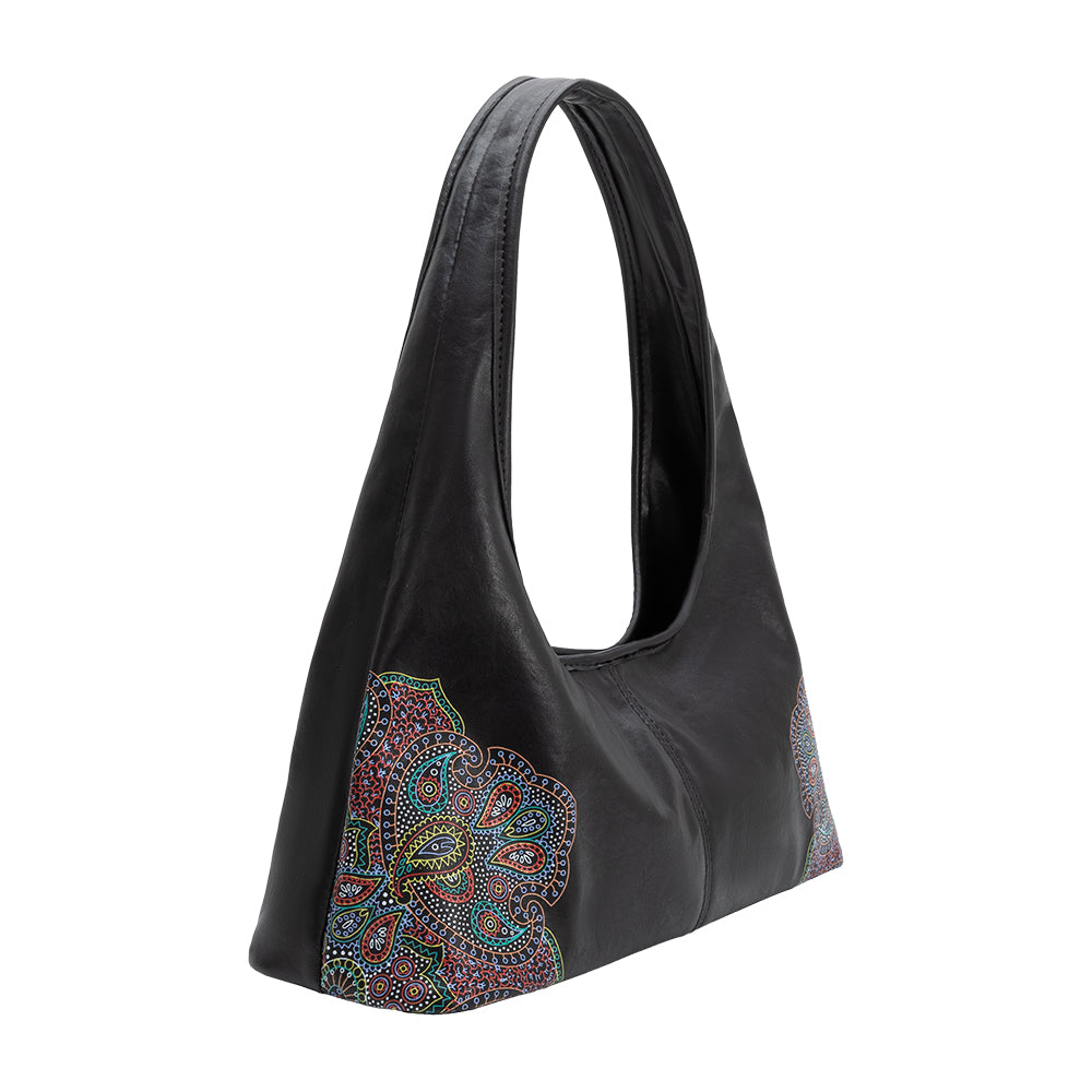 Sac Besace Imprimé Cachemire Noir Émeline vue du produit 2