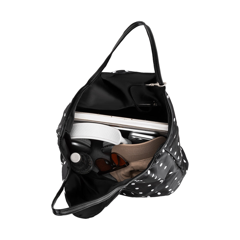 Très Grand Cabas Satin à Pois Noir Perrine vue du produit 7