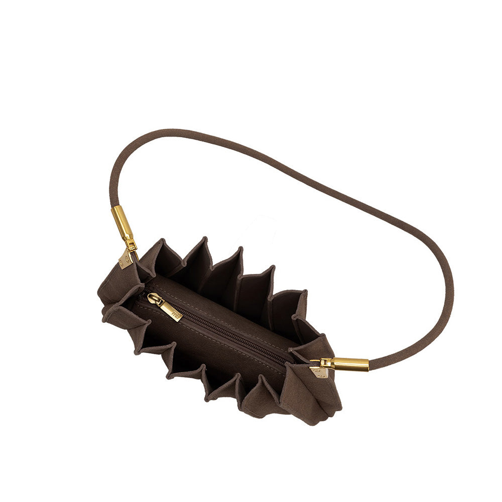 Sac Porté Épaule Plissé Suédine Chocolat Rosine vue du produit 6