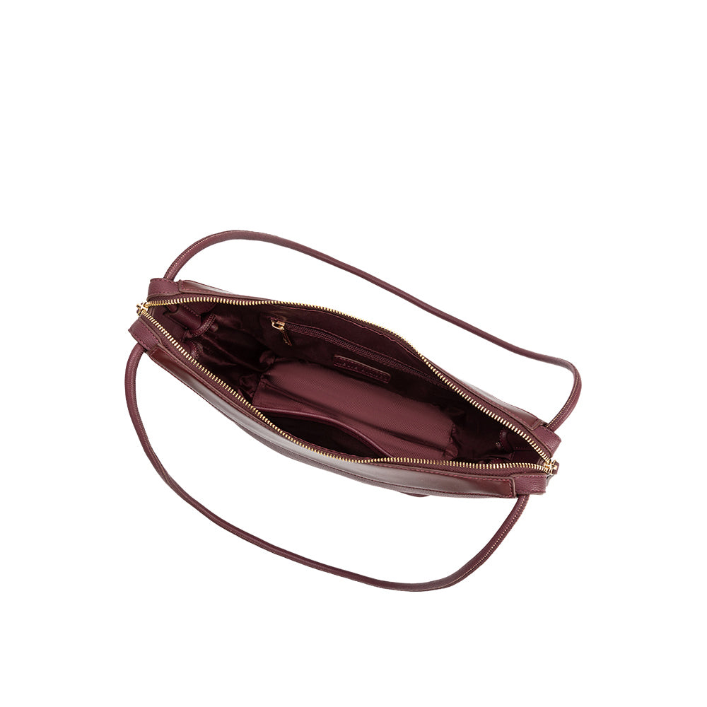 Sac Porté Épaule Grainé Bordure Lisse Prune Maëlle vue du produit 4