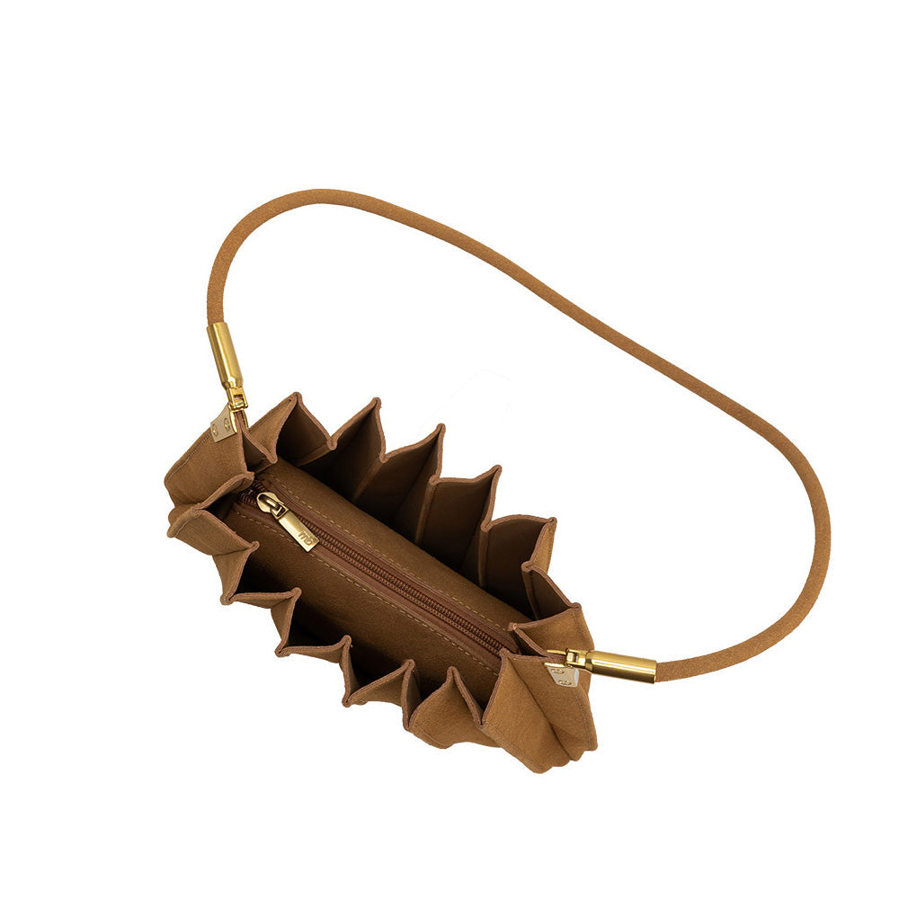 Sac Porté Épaule Plissé Suédine Camel Claire vue du produit 6