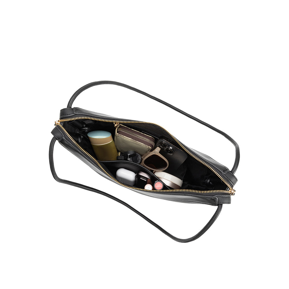 Sac Porté Épaule Grainé Bordure Lisse Noir Léontine vue du produit 5