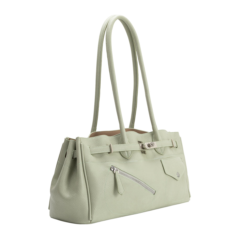Grand Sac Épaule Ouvert Poches Extérieures Vert d'Eau Ève vue du produit 2