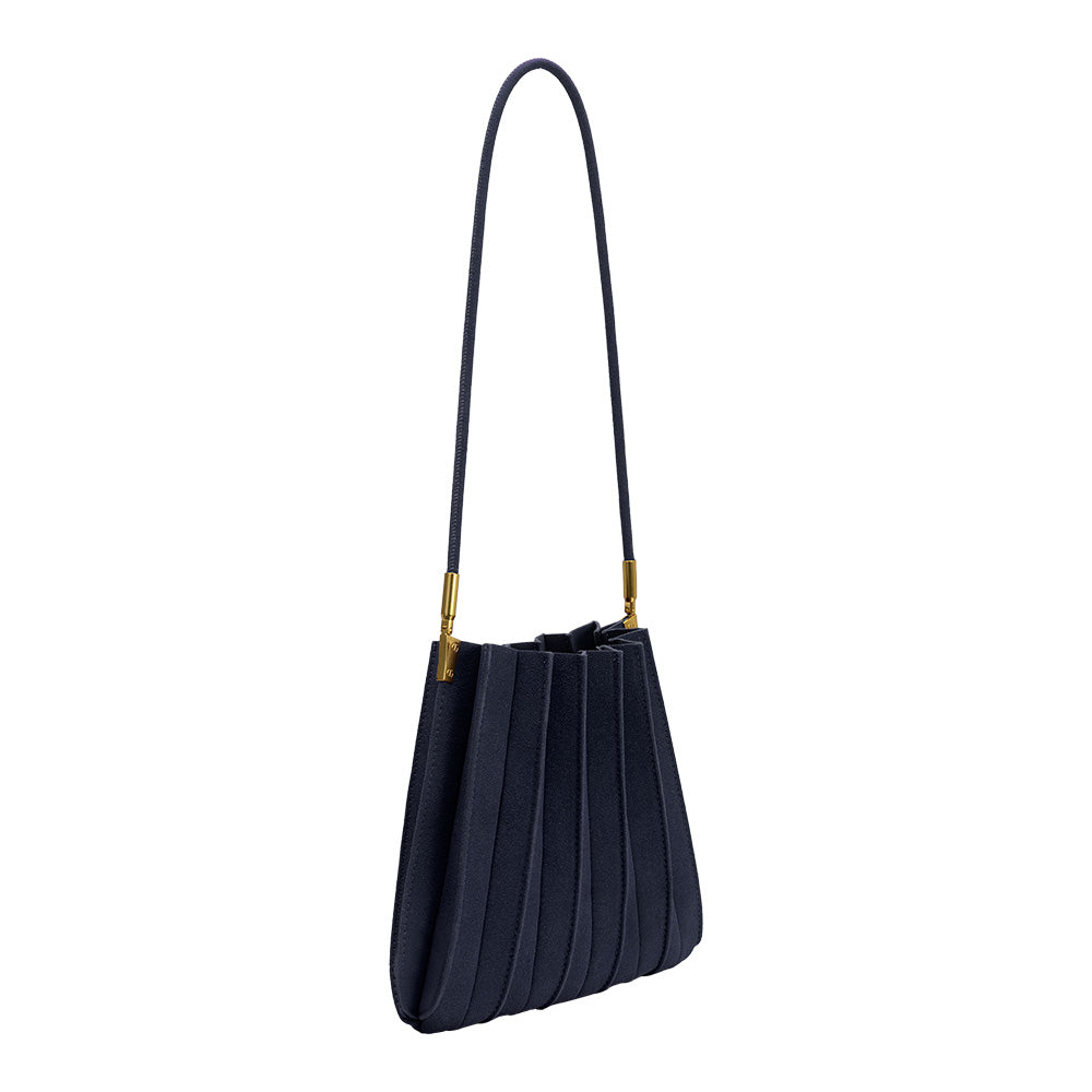 Sac Porté Épaule Plissé Suédine Marine Renée vue du produit 2