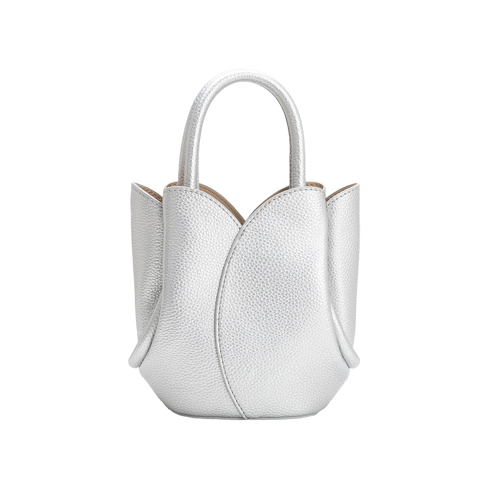 Mini Sac Tulipe Métallisé Argent Valentine vue du produit 3