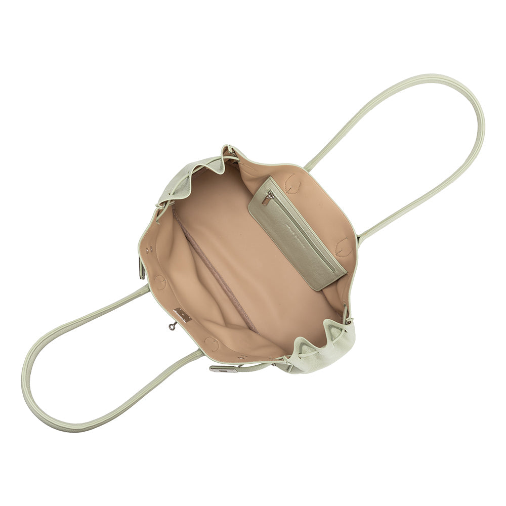 Grand Sac Épaule Ouvert Poches Extérieures Vert d'Eau Ève vue du produit 4