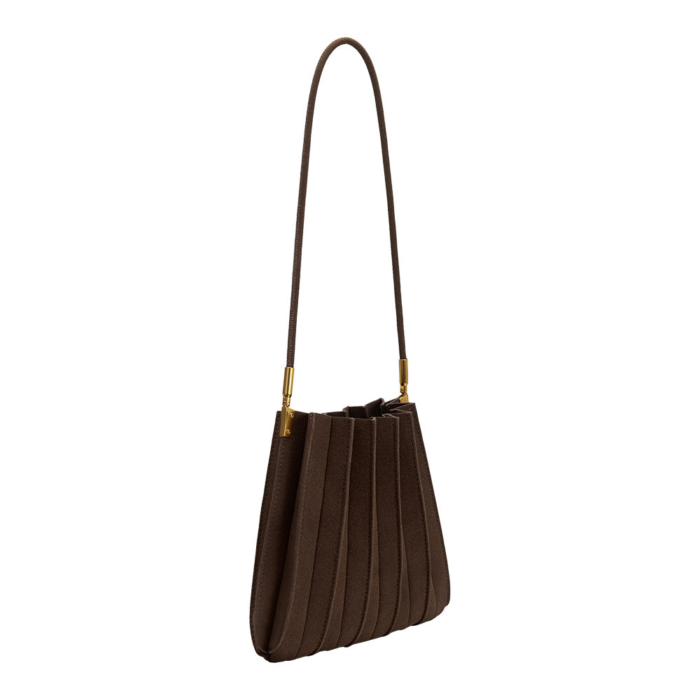 Sac Porté Épaule Plissé Suédine Chocolat Rosine vue du produit 2