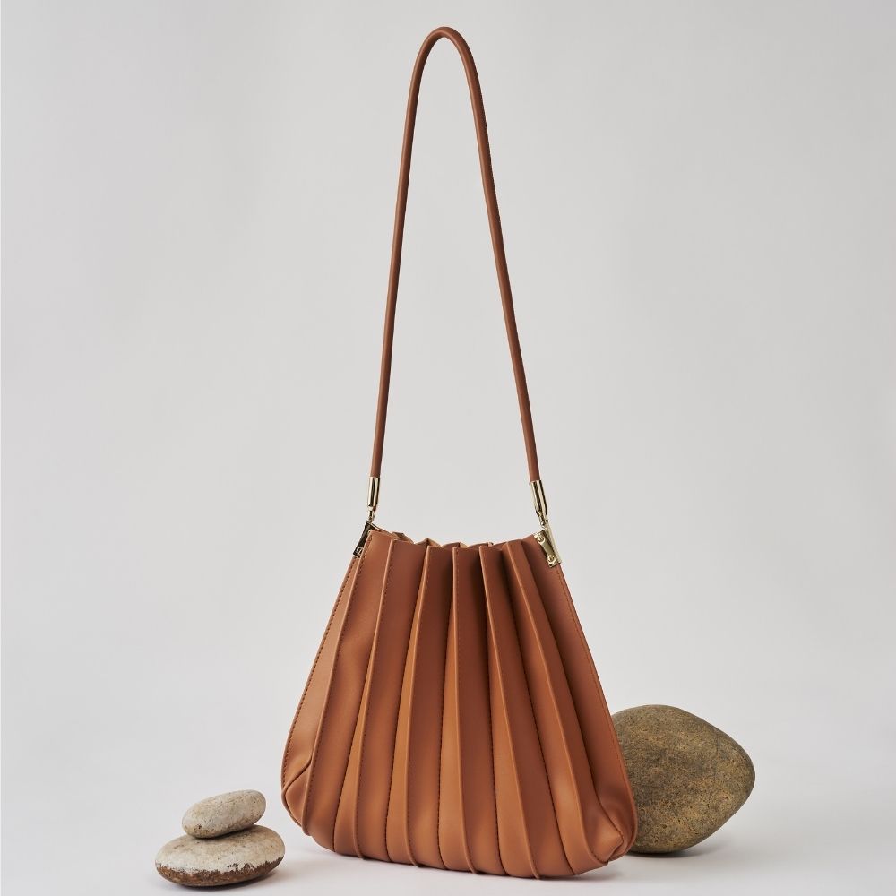 Sac Porté Épaule Plissé Cognac Ariane vue du produit 9