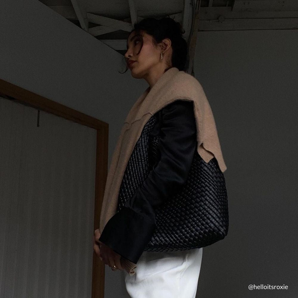 Grand Sac Cabas Tressé Noir Lisette vue du produit 8