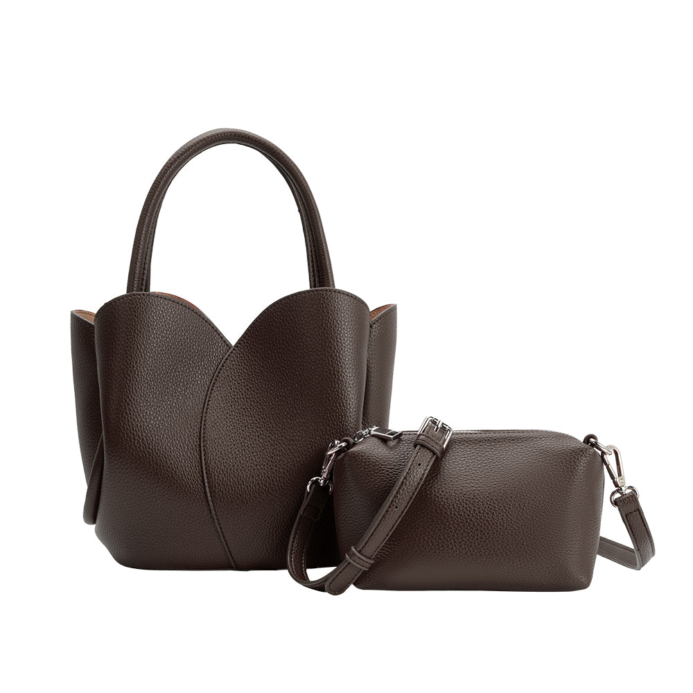 Sac à Main Tulipe Grainé Chocolat Monique vue du produit 4