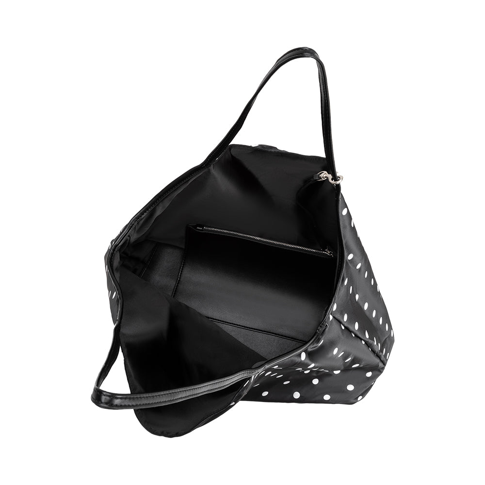 Très Grand Cabas Satin à Pois Noir Perrine vue du produit 6