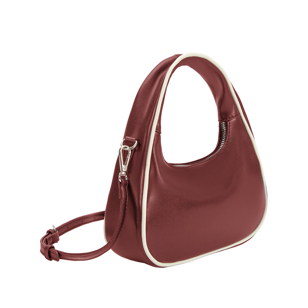 Petit Sac Bandoulière Bordure Contrastée Bordeaux Léa vue du produit 2
