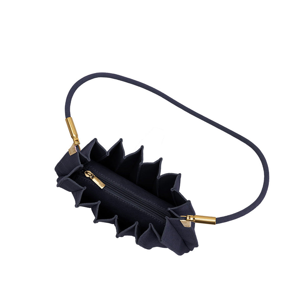 Sac Porté Épaule Plissé Suédine Marine Renée vue du produit 6