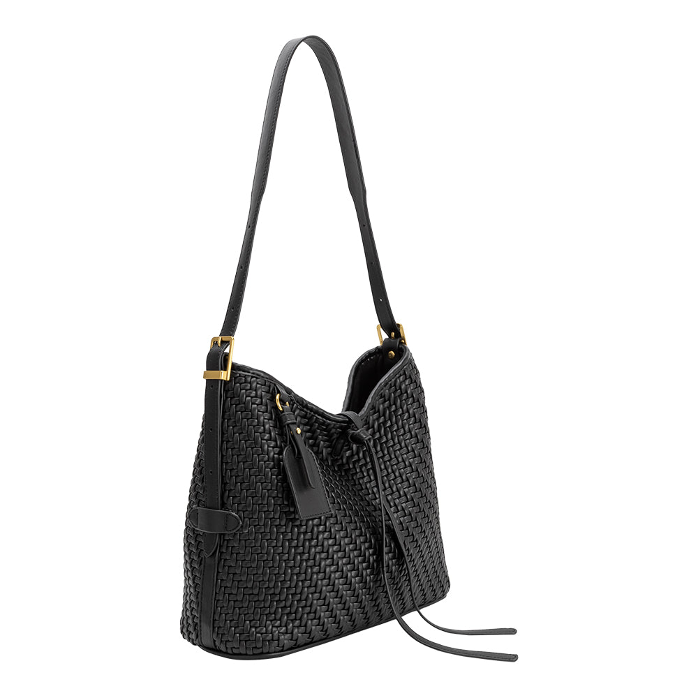 Grand Cabas Tissé Nœud Noir Hermine vue du produit 2