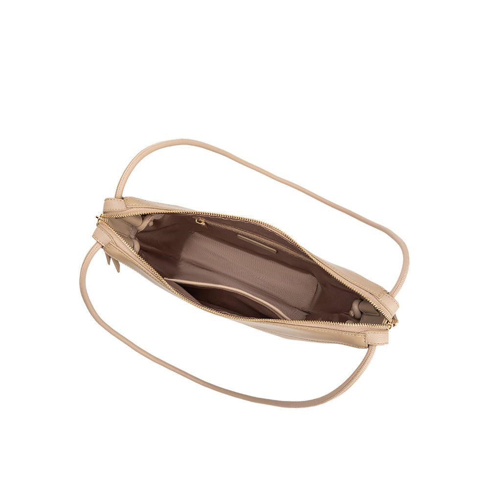 Sac Porté Épaule Grainé Bordure Lisse Grège Lucile vue du produit 4