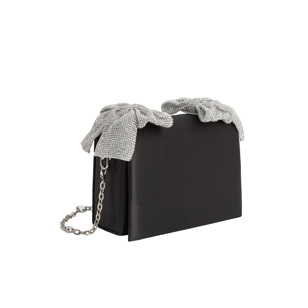 Pochette Nœuds Strass Noir Bertille vue du produit 2