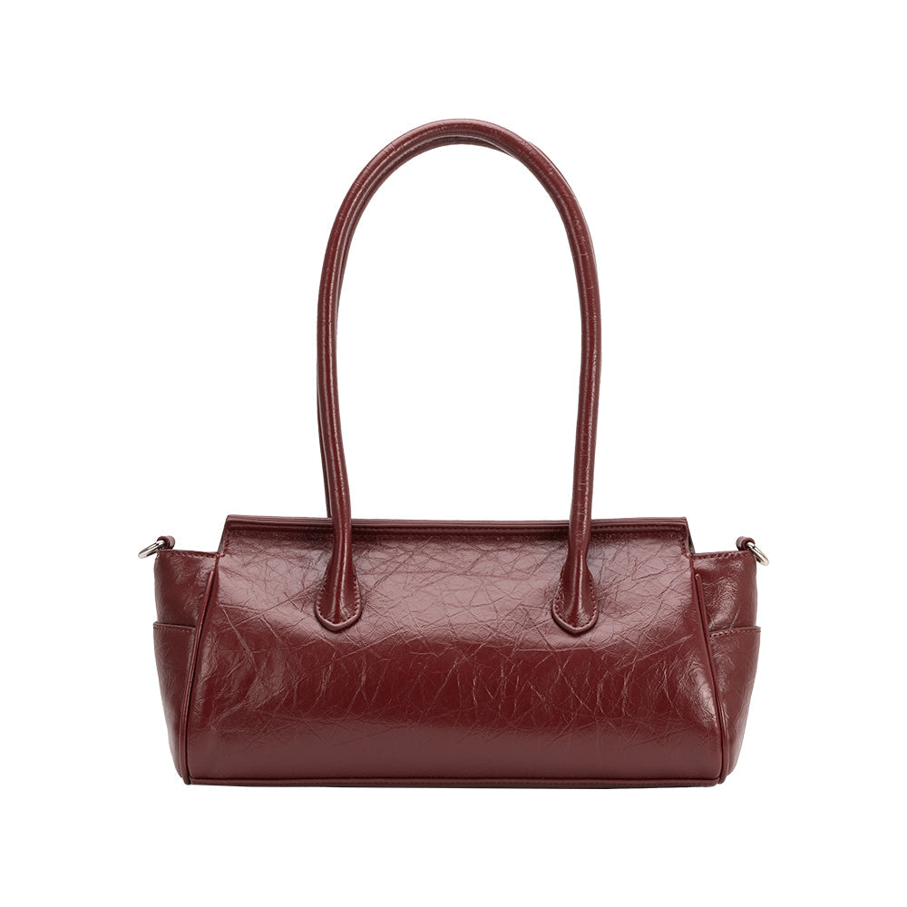 Grand Sac Épaule Froissé Fermoir Poussoir Bordeaux Grâce vue du produit 3
