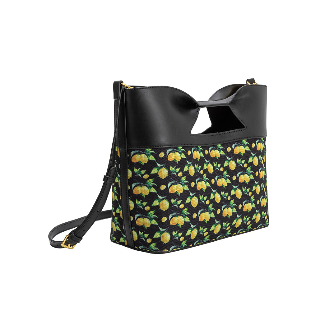 Grand Cabas Toile Imprimée Citron Noir Élise vue du produit 2