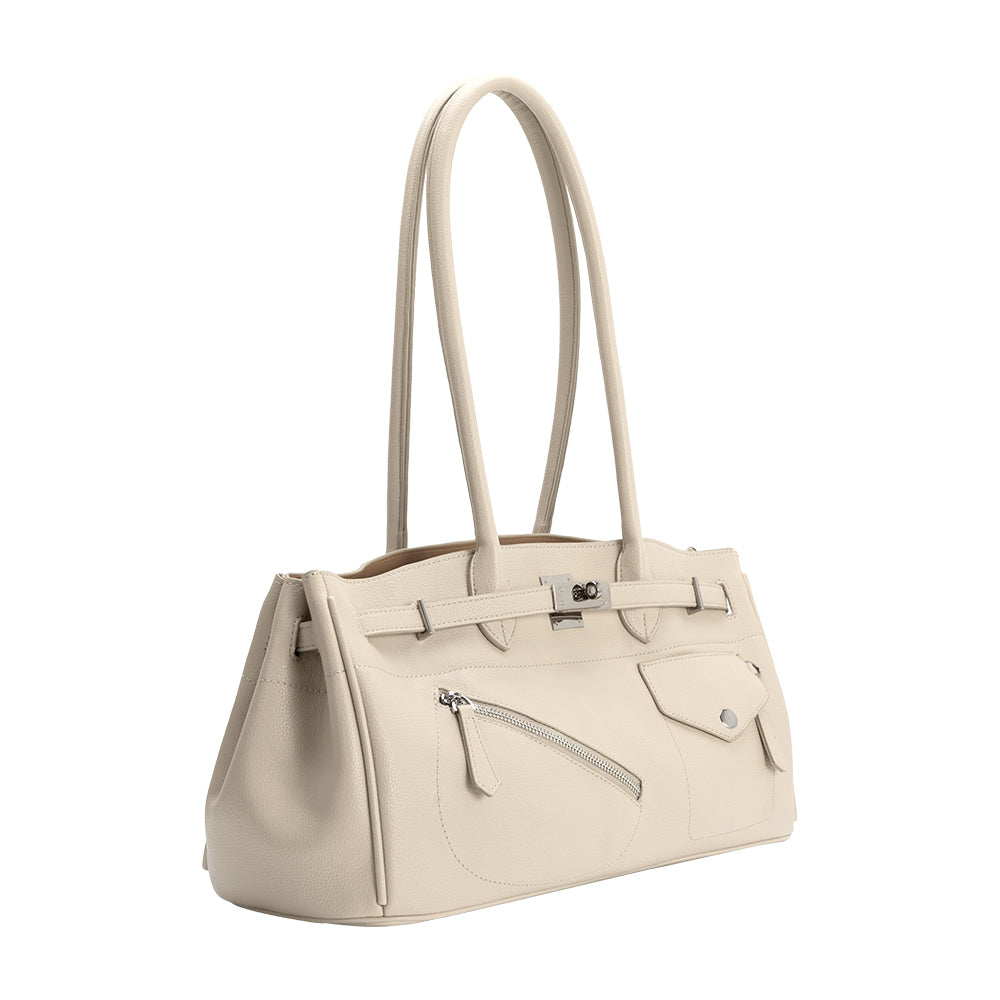 Grand Sac Épaule Ouvert Poches Extérieures Ivoire Honorine vue du produit 2