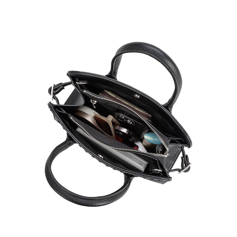 Sac Porté Main Trois Compartiments Noir Albertine vue du produit 5