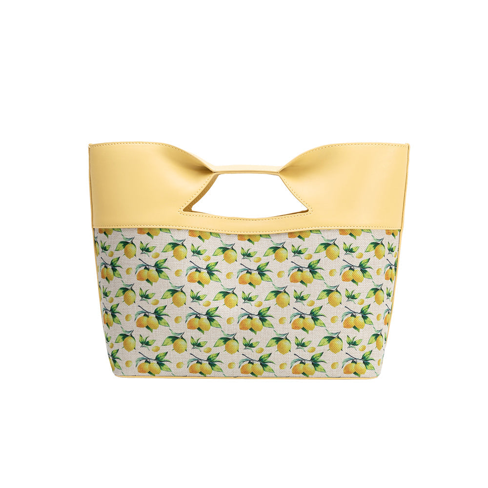 Grand Cabas Toile Imprimée Citron Jaune Rose vue du produit 3