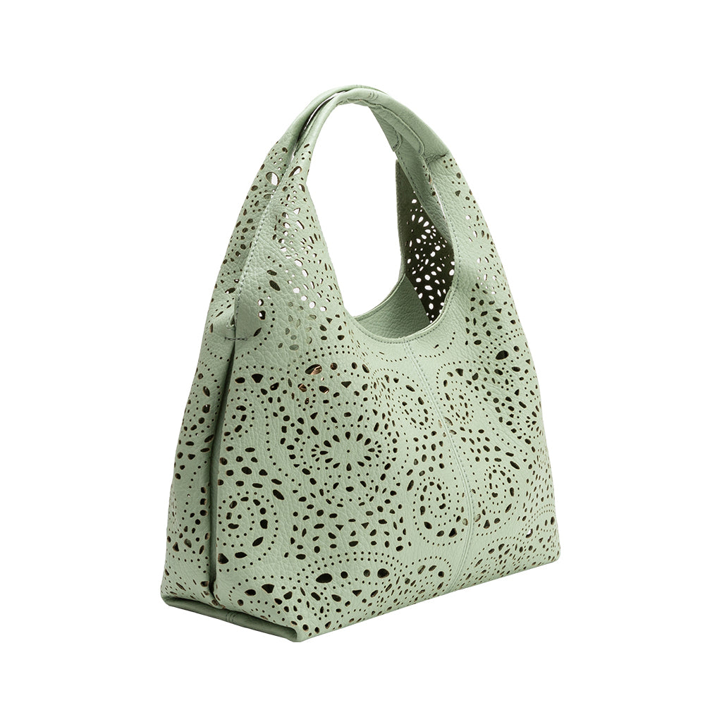 Petit Cabas Découpe Laser Vert d'Eau Blanche vue du produit 2