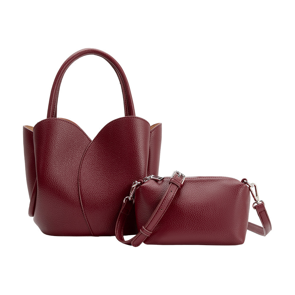 Sac à Main Tulipe Grainé Bordeaux Eugénie vue du produit 4