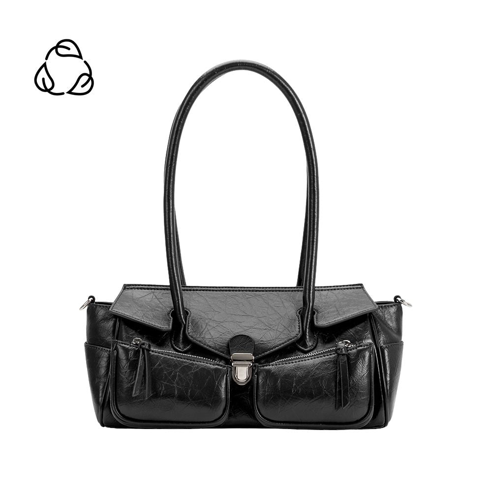 Grand Sac Épaule Froissé Fermoir Poussoir Noir Solange vue du produit 1