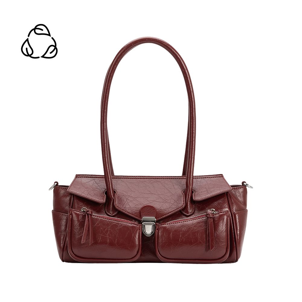 Grand Sac Épaule Froissé Fermoir Poussoir Bordeaux Grâce vue du produit 1