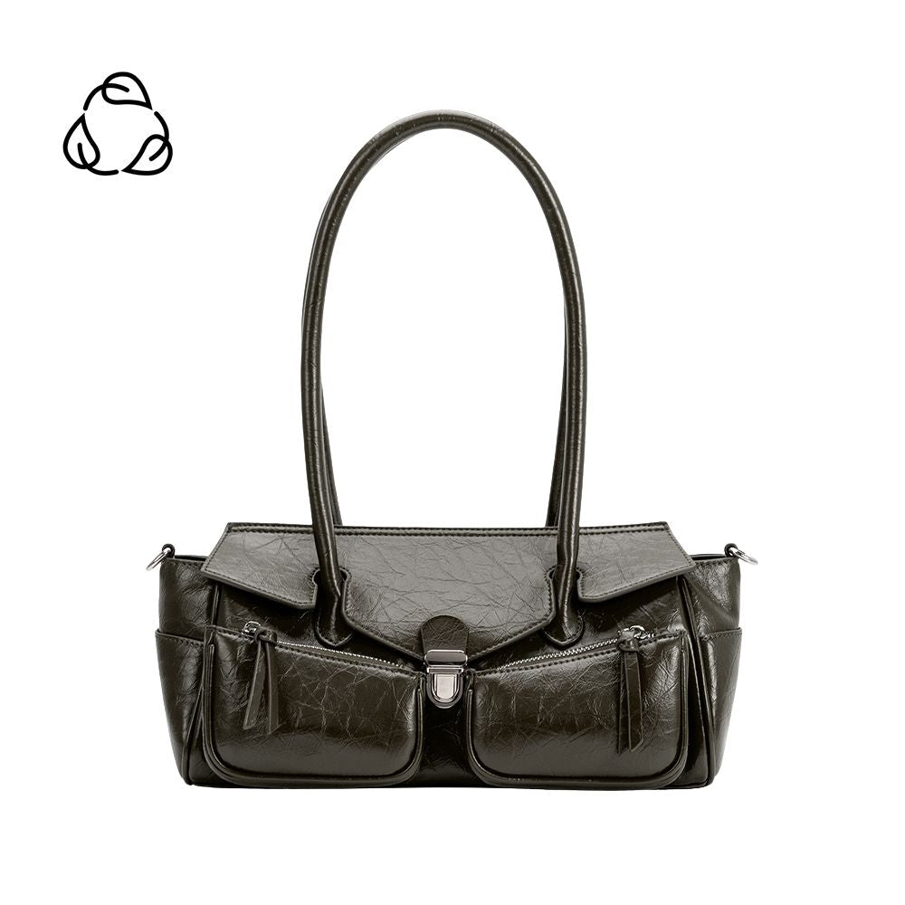 Grand Sac Épaule Froissé Fermoir Poussoir Olive Aurélie vue du produit 1