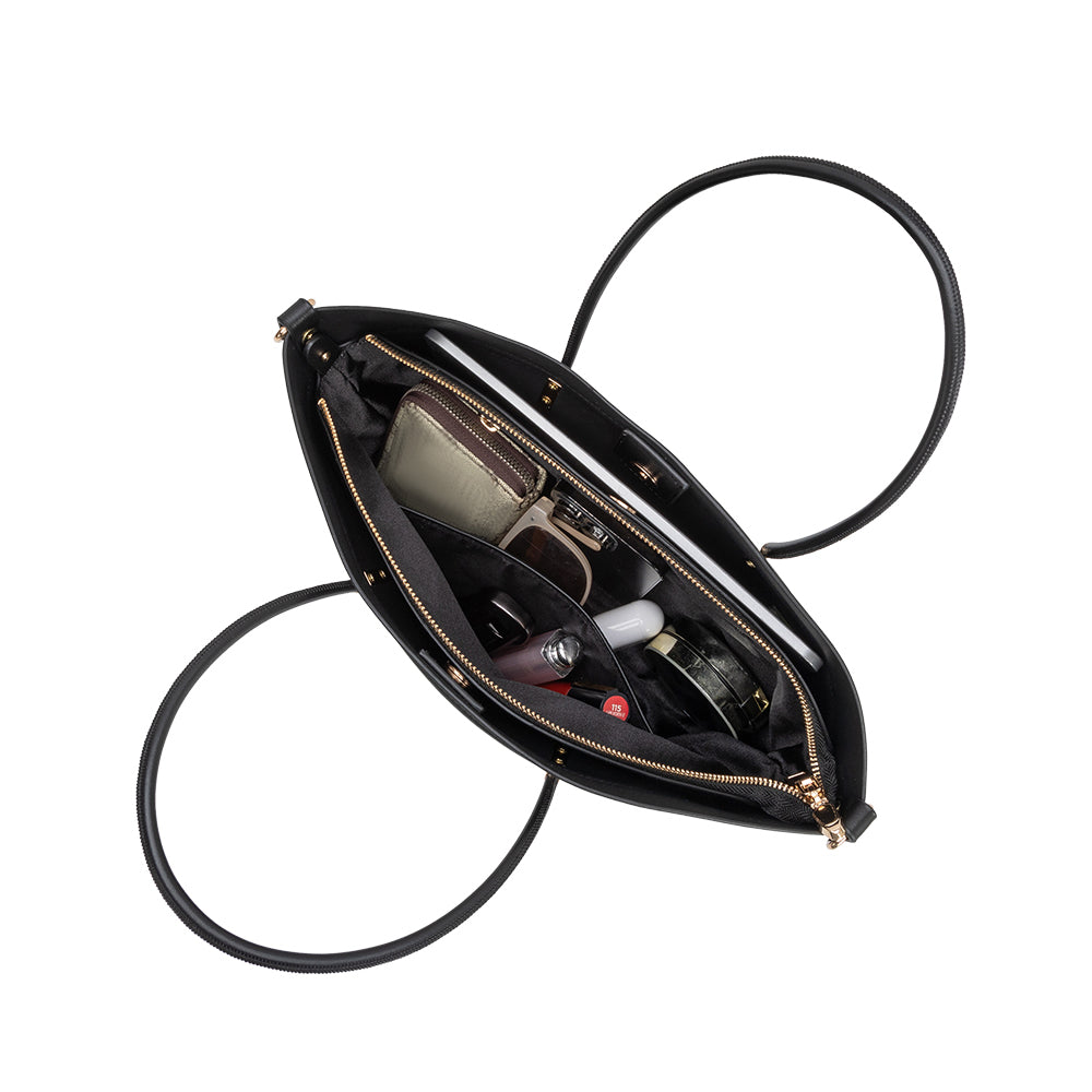 Grand Cabas Double Anse et Sangle Noir Jeanne vue du produit 5