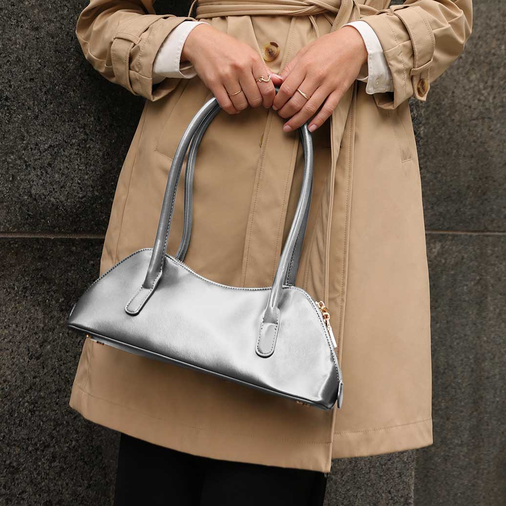 Sac Baguette Double Anse Argent Gervaise vue du produit 6