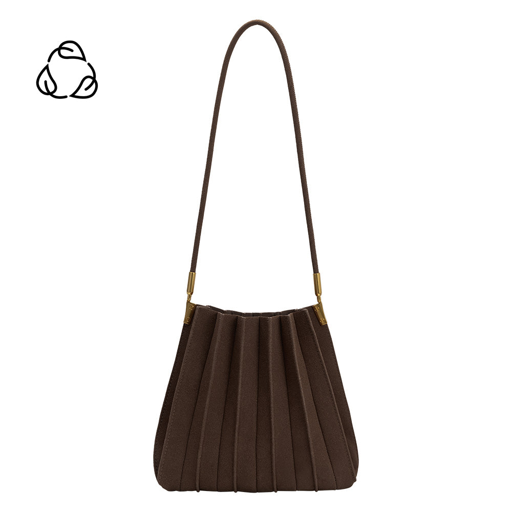 Sac Porté Épaule Plissé Suédine Chocolat Rosine vue du produit 1