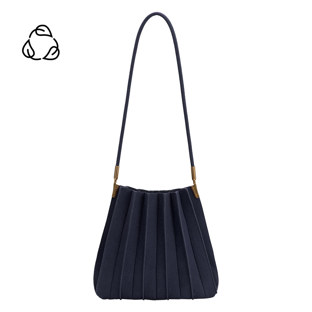 Sac Porté Épaule Plissé Suédine Marine Renée vue du produit 1