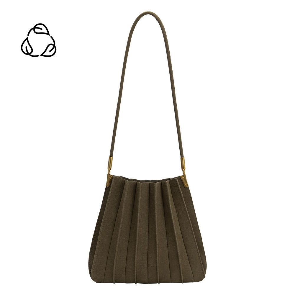 Sac Porté Épaule Plissé Suédine Olive Daphné vue du produit 1