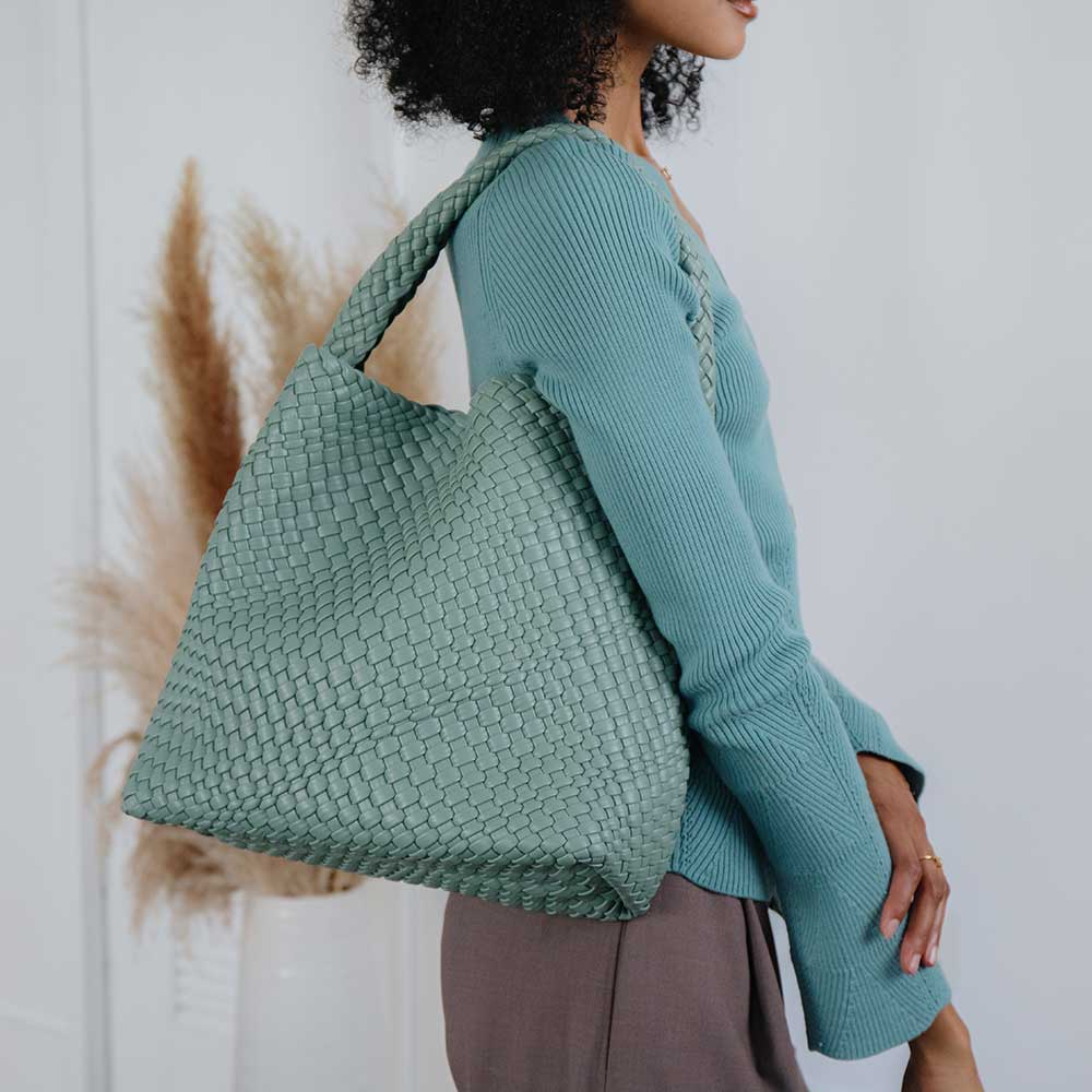 Grand Sac Cabas Tressé Bleu Vert Fanny vue du produit 8