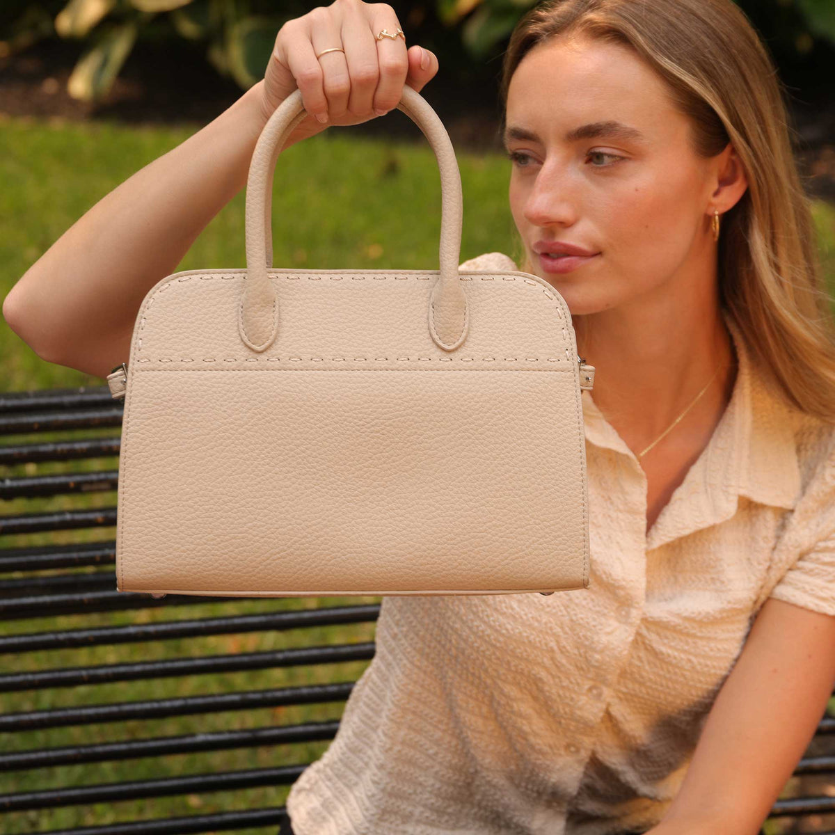 Sac Porté Main Trois Compartiments Écru Simone vue du produit 7