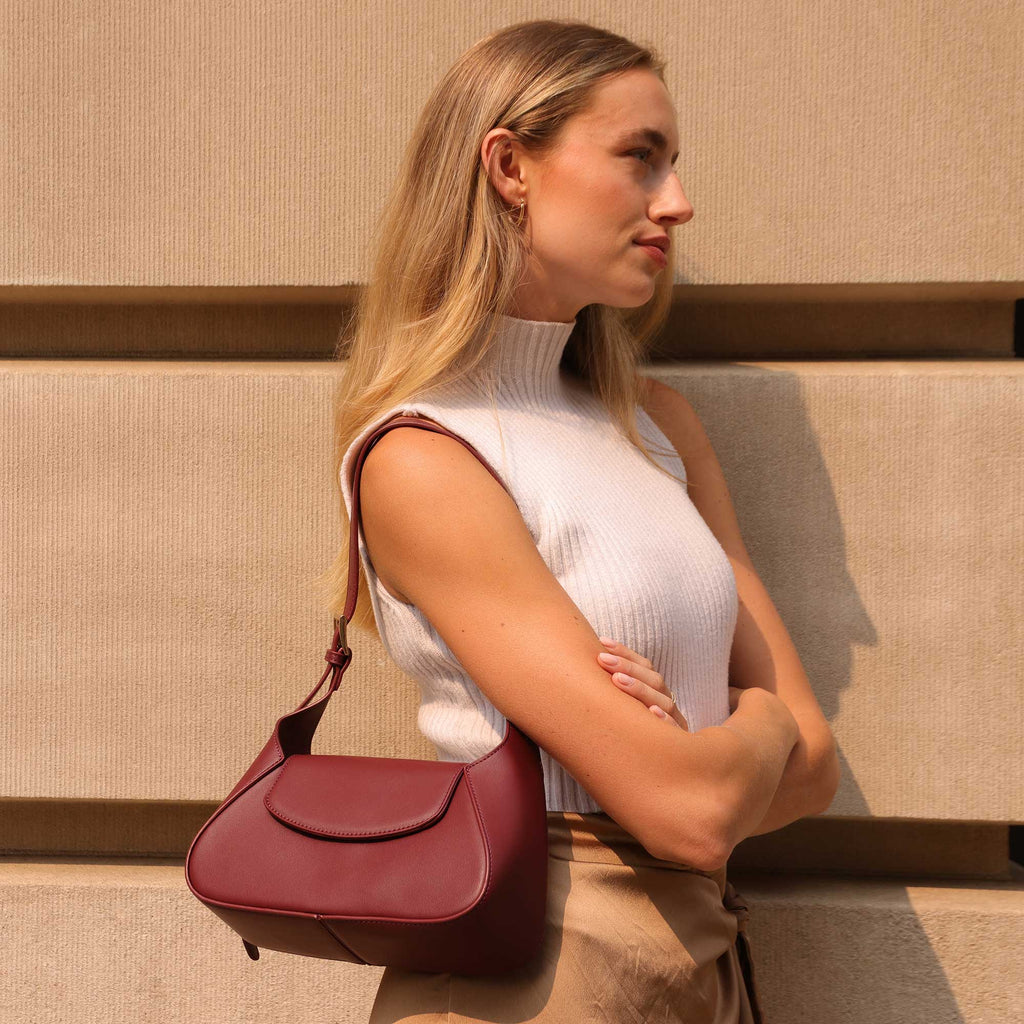Petit Sac Porté Épaule Épuré Bordeaux Laure vue du produit 7
