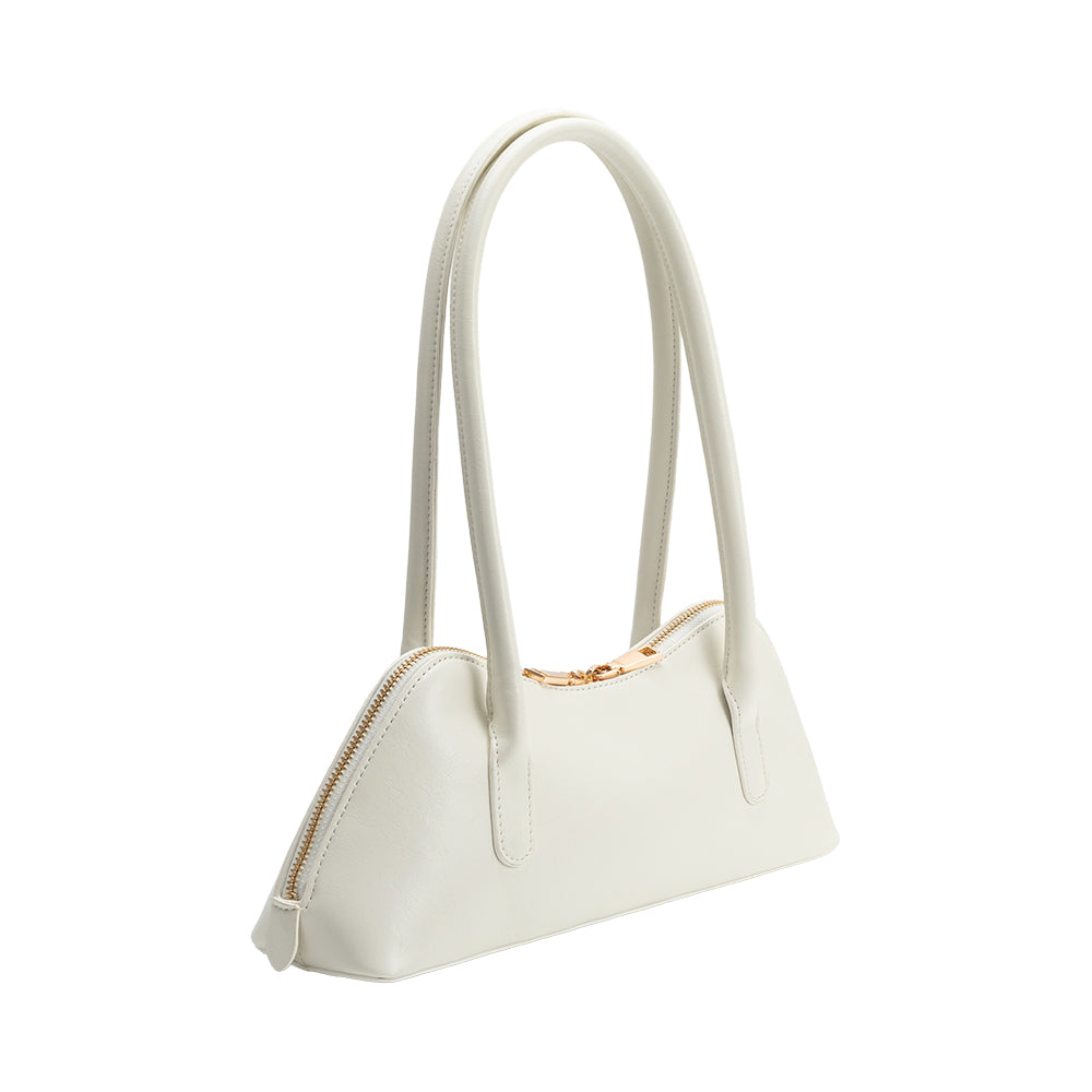 Sac baguette blanc Séraphine de trois quarts