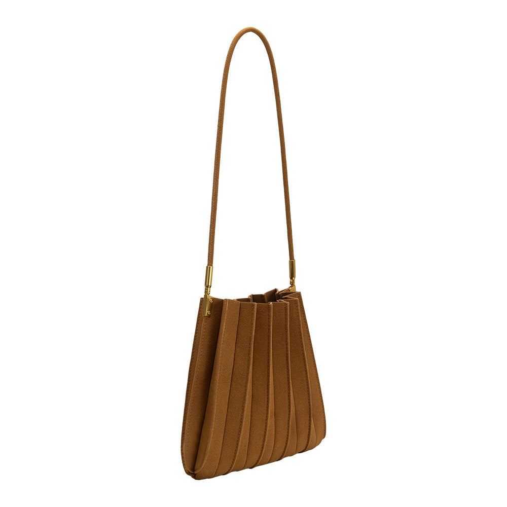 Sac Porté Épaule Plissé Suédine Camel Claire vue du produit 2