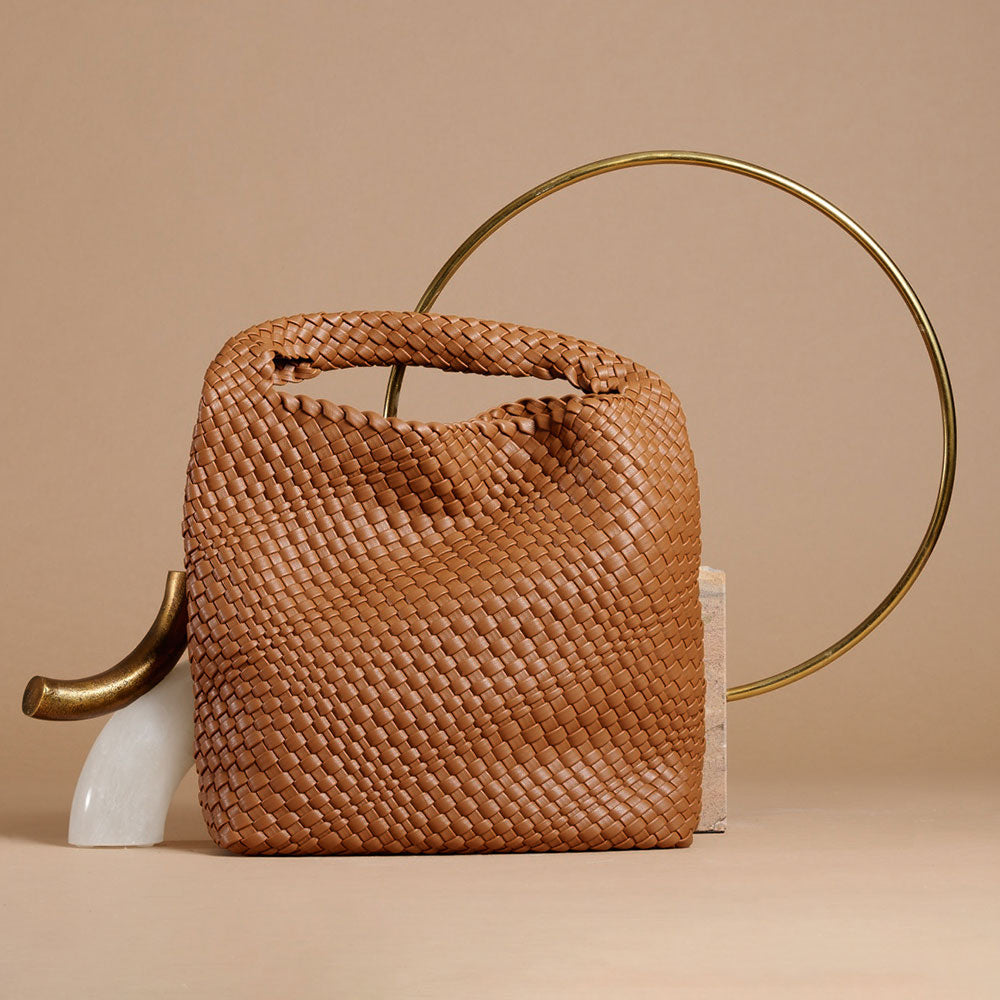 Grand Sac Cabas Tressé Cognac Éloïse vue du produit 11