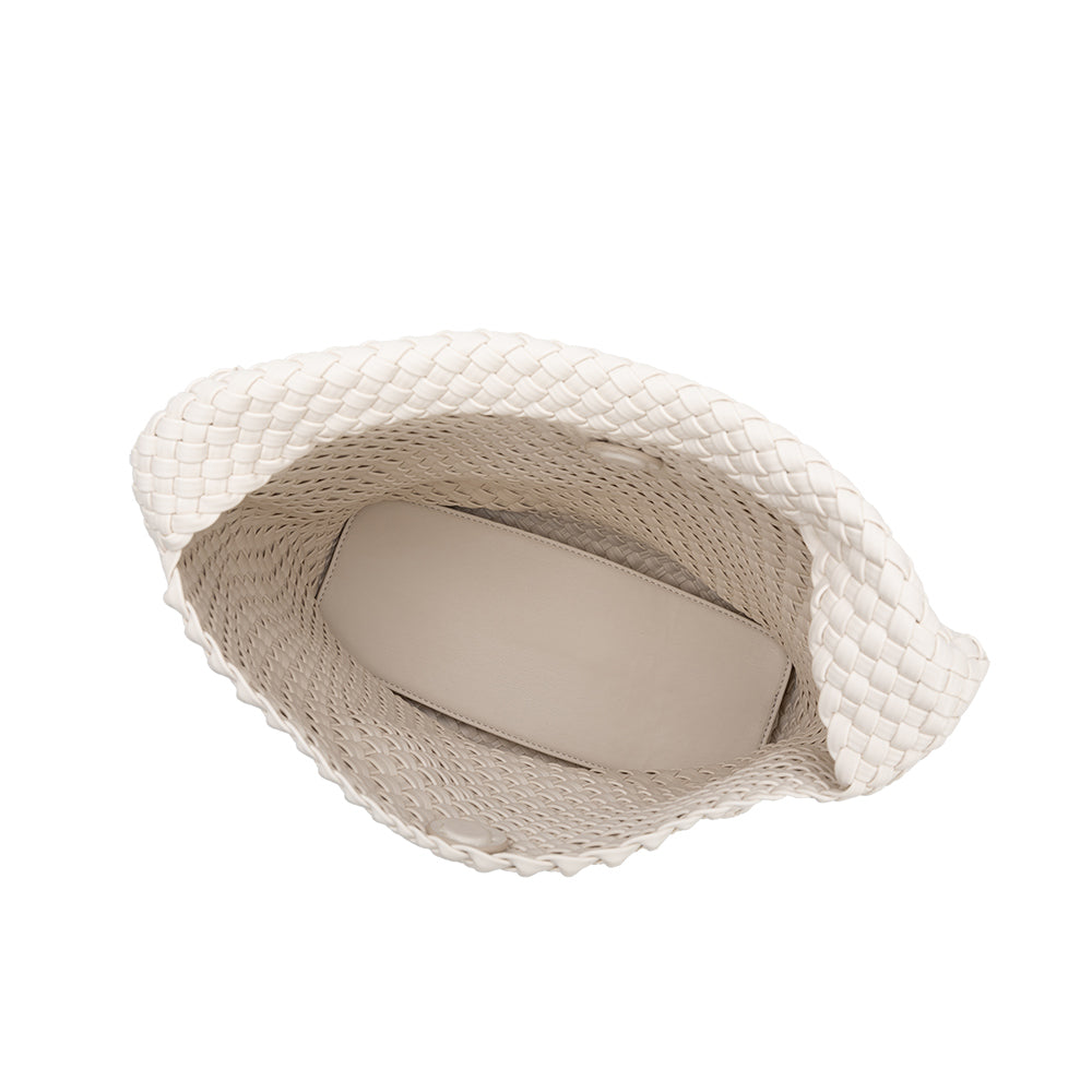 Anses du sac cabas tressé blanc Annette