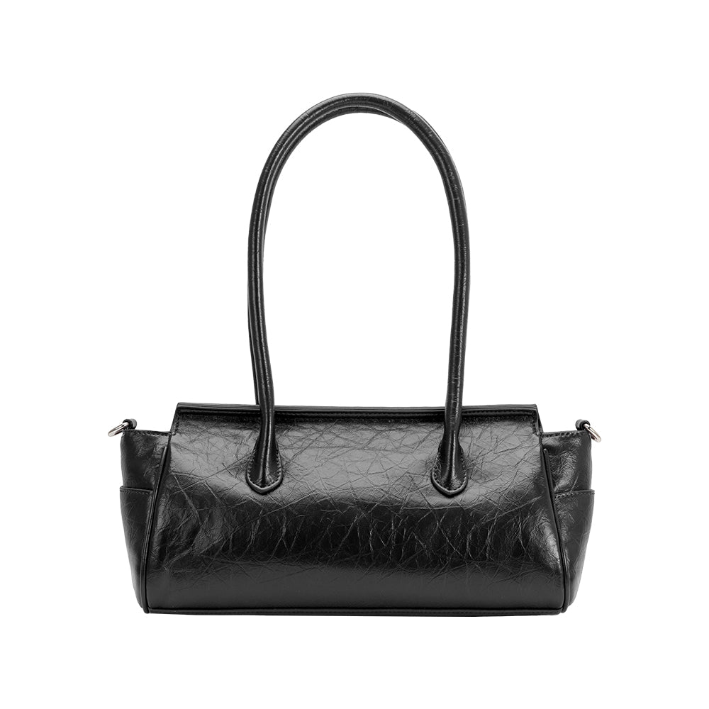Grand Sac Épaule Froissé Fermoir Poussoir Noir Solange vue du produit 3