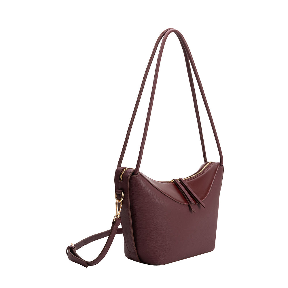 Sac Porté Épaule Grainé Bordure Lisse Prune Maëlle vue du produit 2