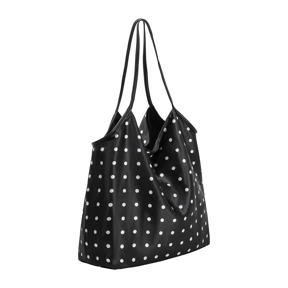 Très Grand Cabas Satin à Pois Noir Perrine vue du produit 3