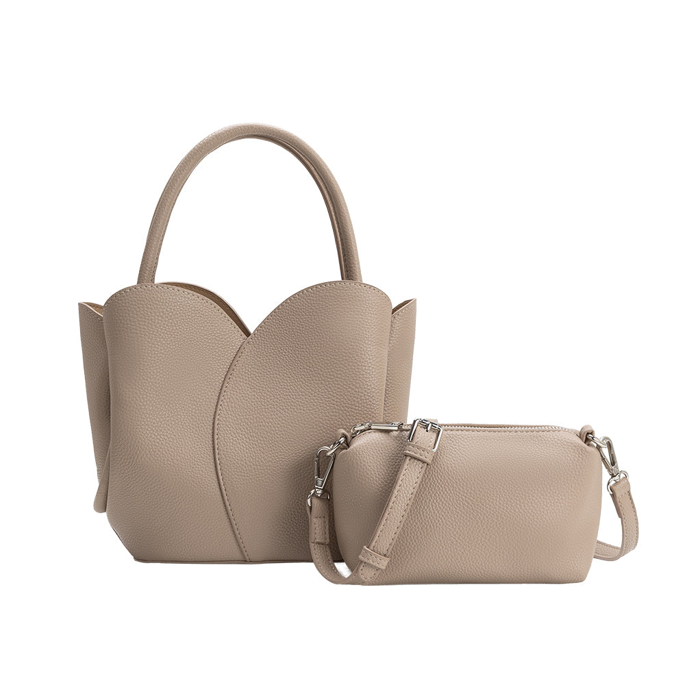 Sac à Main Tulipe Grainé Grège Bathilde vue du produit 4