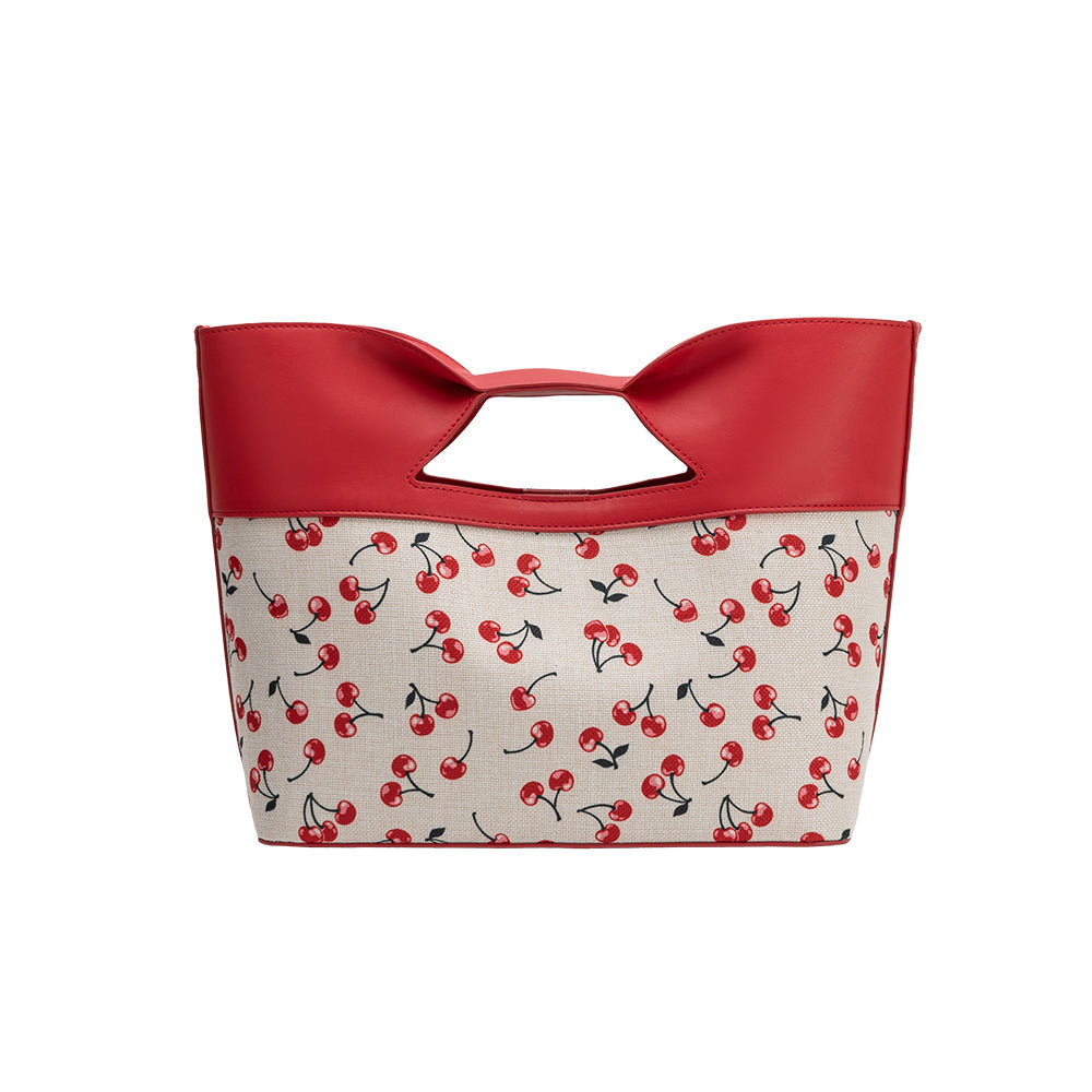 Grand Cabas Toile Imprimée Cerise Rouge Célestine vue du produit 3