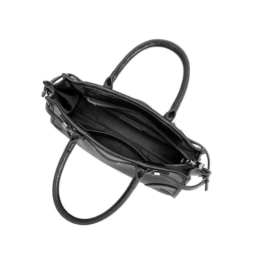Sac Porté Main Froissé Noir Sidonie vue du produit 4