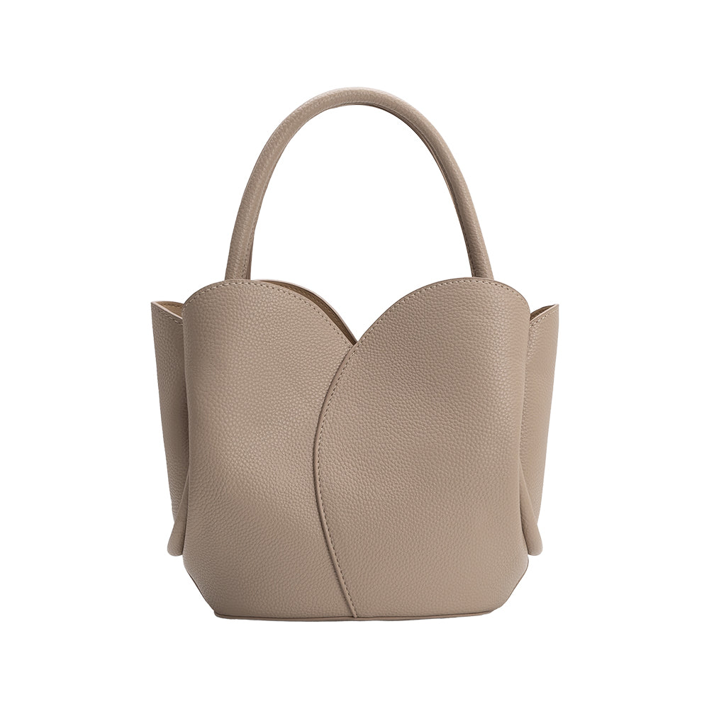 Sac à Main Tulipe Grainé Grège Bathilde vue du produit 3