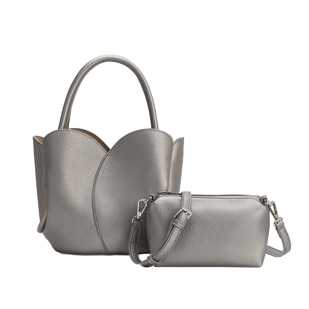 Sac à Main Tulipe Grainé Étain Athénaïs vue du produit 4
